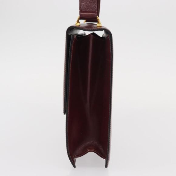 CELINE Shoulder Bag Leather Bordeaux Gold Auth 153178 - Picture 3 of 16